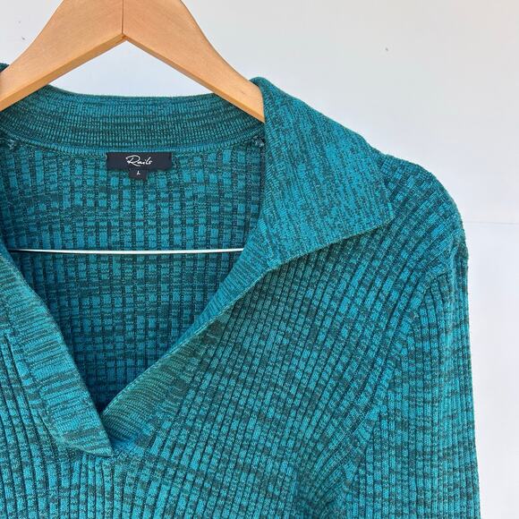 Rails Kennedy Long Sleeve Shirt Ribbed Stretchy Evergreen Turquoise Large Top - Picture 7 of 10